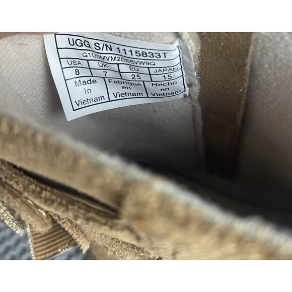 UGG Tillee Bow Boots Girls Size 8 Brown Chestnut Zipper - Picture 12 of 13